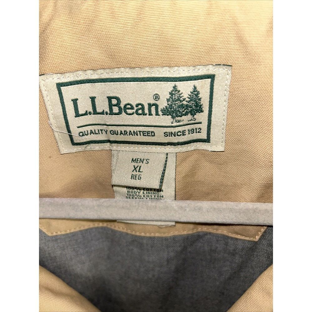 L.L.Bean Classic Barn Coat Khaki Cotton Canvas Corduroy Collar Field Jacket - Picture 5 of 8